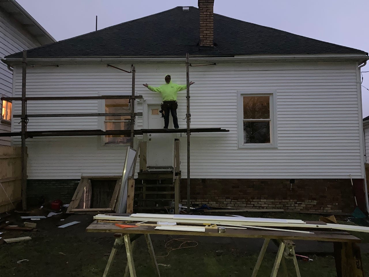 Elementary building siding completed