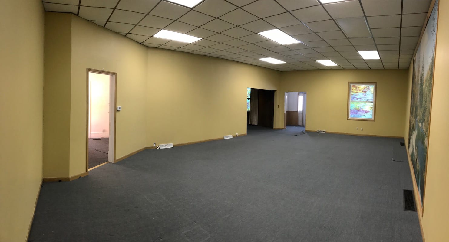 panorama of main space toward door