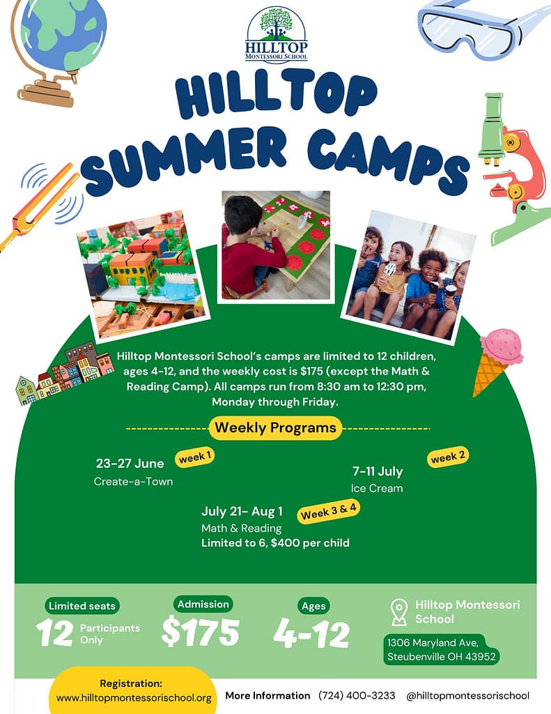 Summer Camps 2025 flyer | Hilltop Montessori School