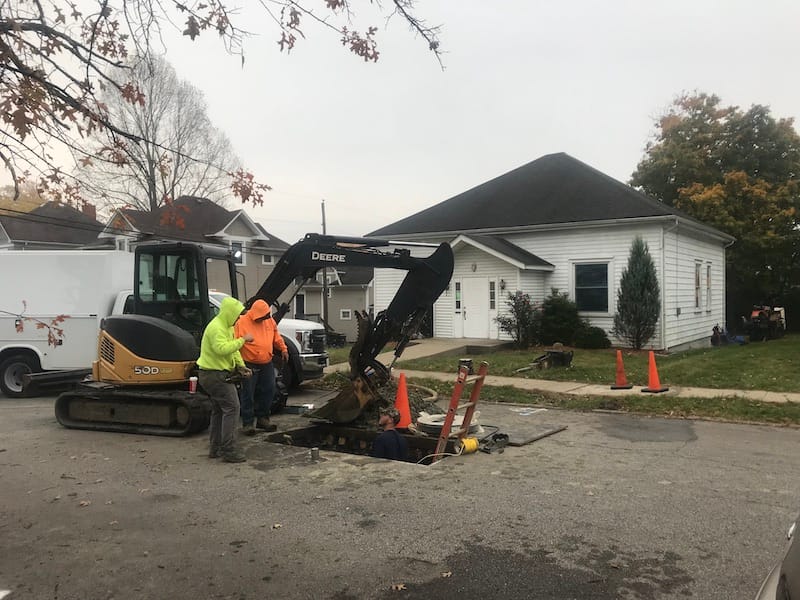 Water Line Work in Street