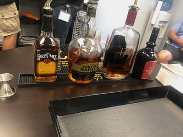 Tasting lineup at Barton 1792