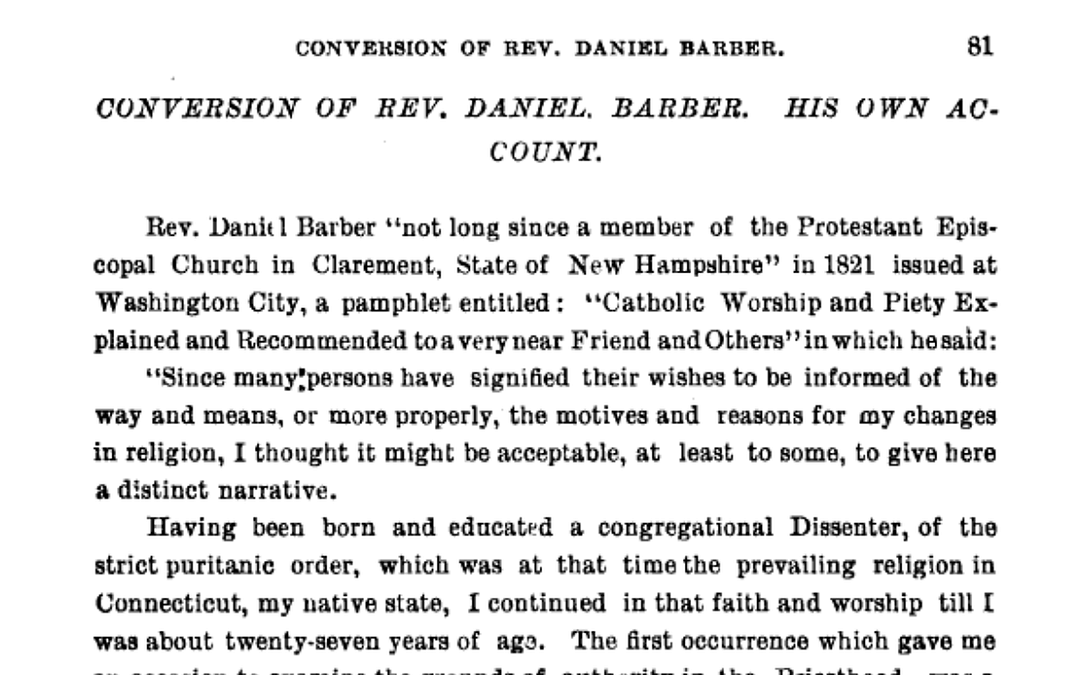 Conversion of Daniel Barber and Family