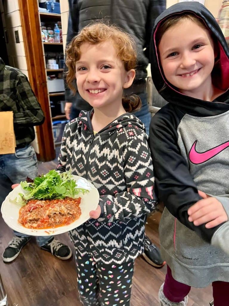 Elementary Students Serving Dinner